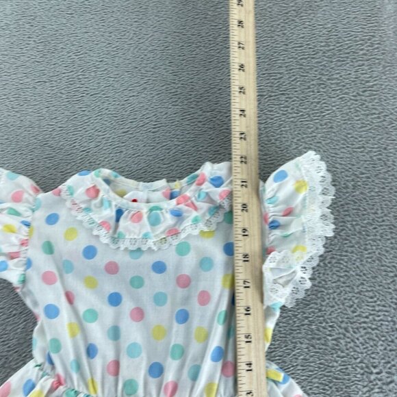 Vintage Cuddle Teen Girls Ruffled Polka Dot Dress Size 5 With Lace 5397 - Picture 8 of 10